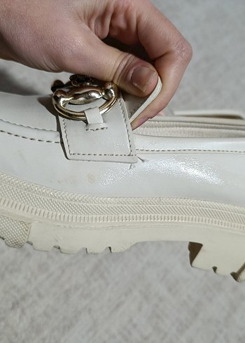 Beyaz Tokalı Platform Topuklu Kadın Loafer - Görsel 5