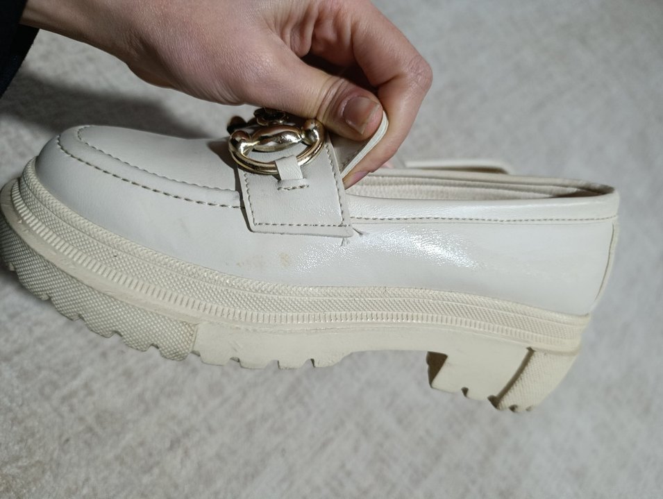 Beyaz Tokalı Platform Topuklu Kadın Loafer - Görsel 5