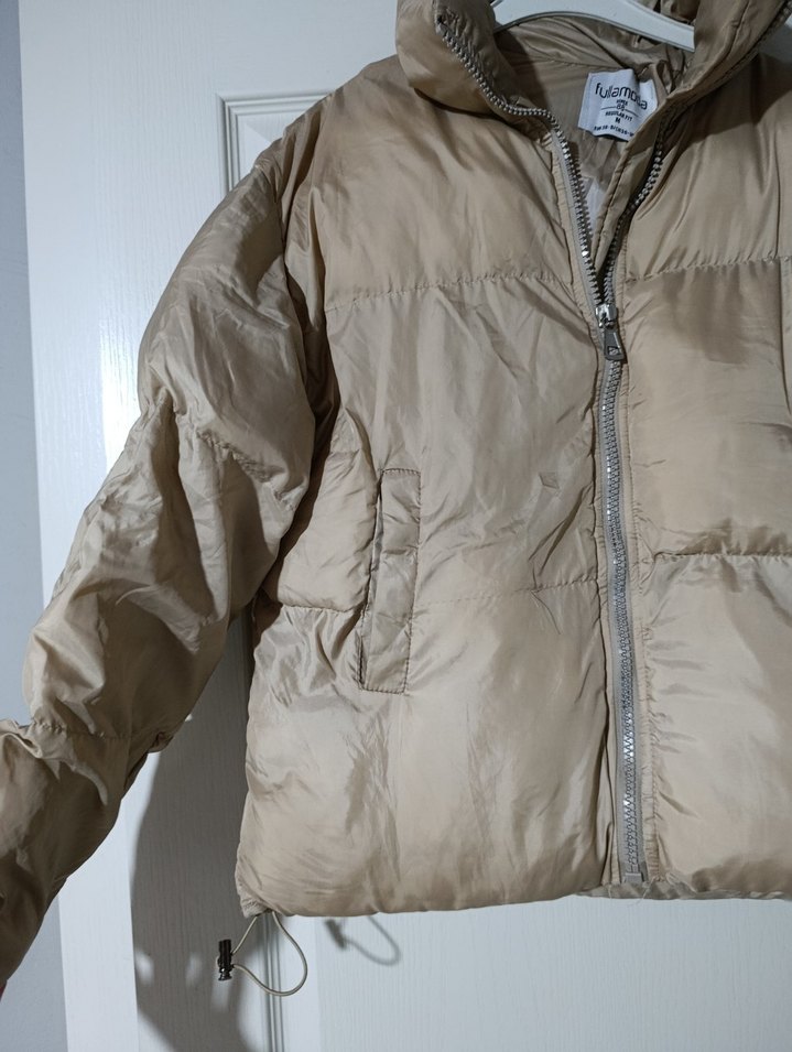 Bej Kadın Şişme Mont - Görsel 4