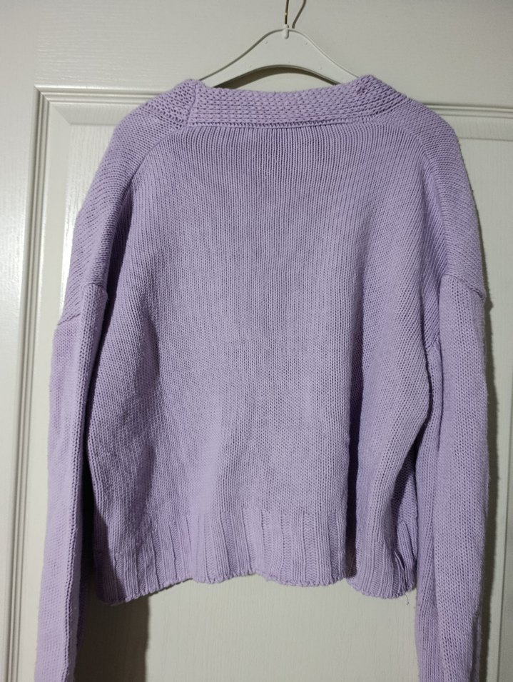 Lila Çiçek Desenli Hırka - Görsel 5