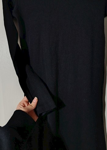 Yırtmaçlı Triko Elbise - Görsel 3