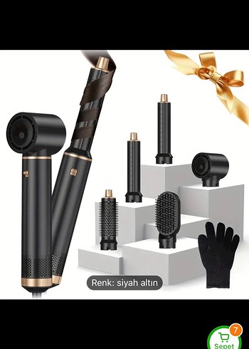 Siyah Altın Saç Şekillendirici Set