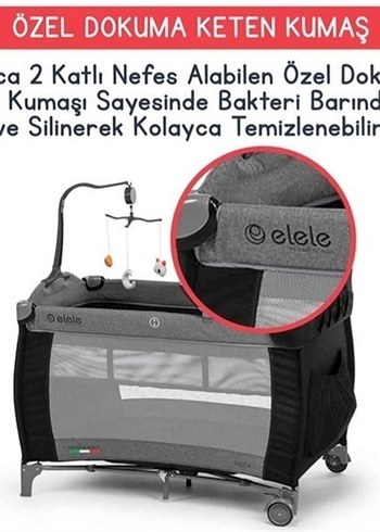 Bordo Gri Bebek Oyun Parkı Yatağı - Görsel 3