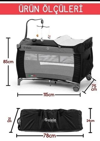 Bordo Gri Bebek Oyun Parkı Yatağı - Görsel 6