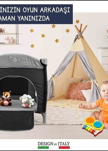 Bordo Gri Bebek Oyun Parkı Yatağı - Görsel 10