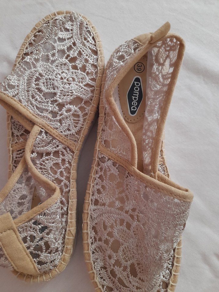 Bej Nakışlı Bohem Dolgu Topuklu Espadril - Görsel 2