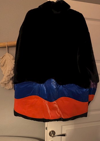 Kadın Çok Renkli Kürk Detaylı Midi Mont - Görsel 2