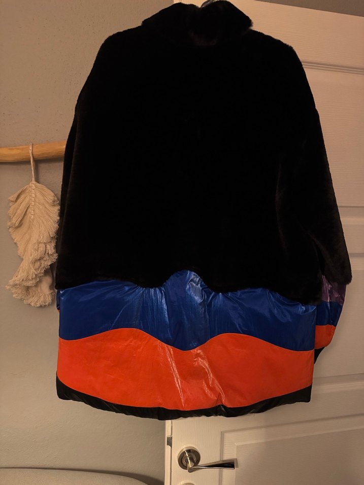 Kadın Çok Renkli Kürk Detaylı Midi Mont - Görsel 2