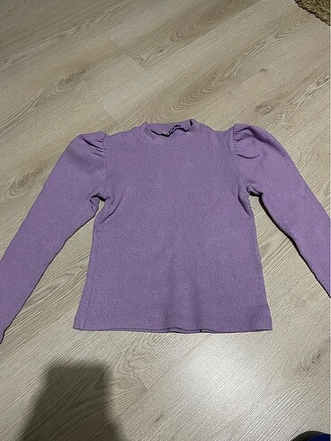 Lila balon kol bluz - Görsel 4