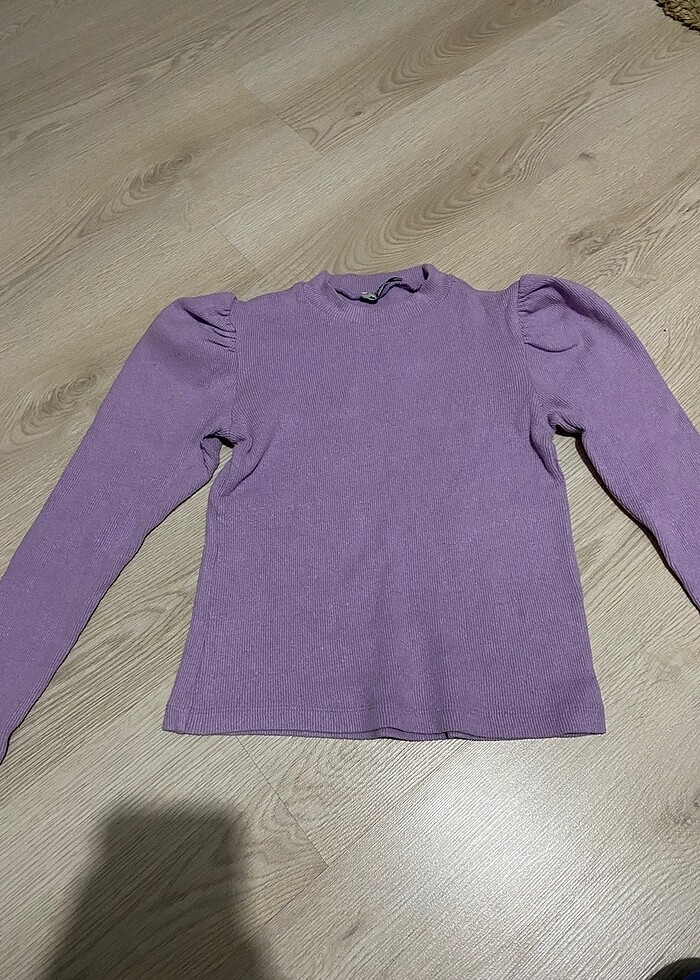 Lila balon kol bluz - Görsel 4