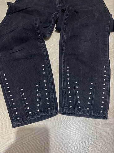 Siyah paçası taş detaylı Mom Jean - Görsel 6