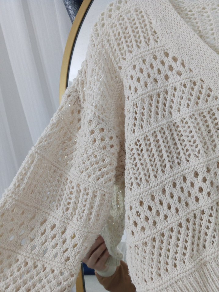 Bej Örgü Bohem Kadın Hırka - Görsel 3