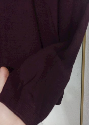 Bordo Kadın Boğazlı İnce Triko Kazak - Görsel 4