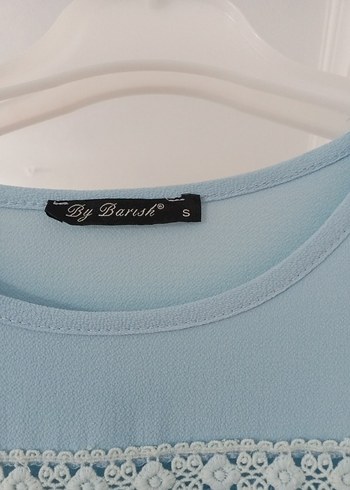 Mavi Dantel Detaylı Kadın Uzun Kollu Bluz - Görsel 5