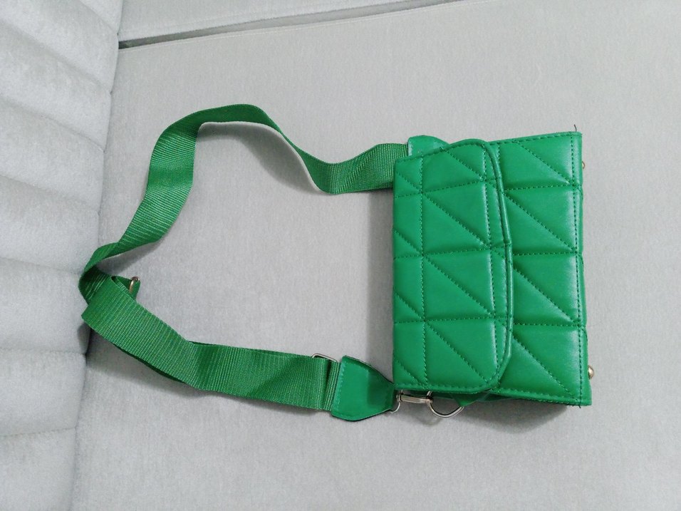Dikişli Yeşil Kadın Çanta - Görsel 2