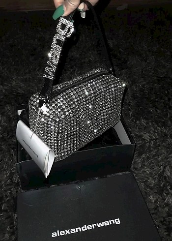 Alexander Wang siyah taşlı kadın çantası