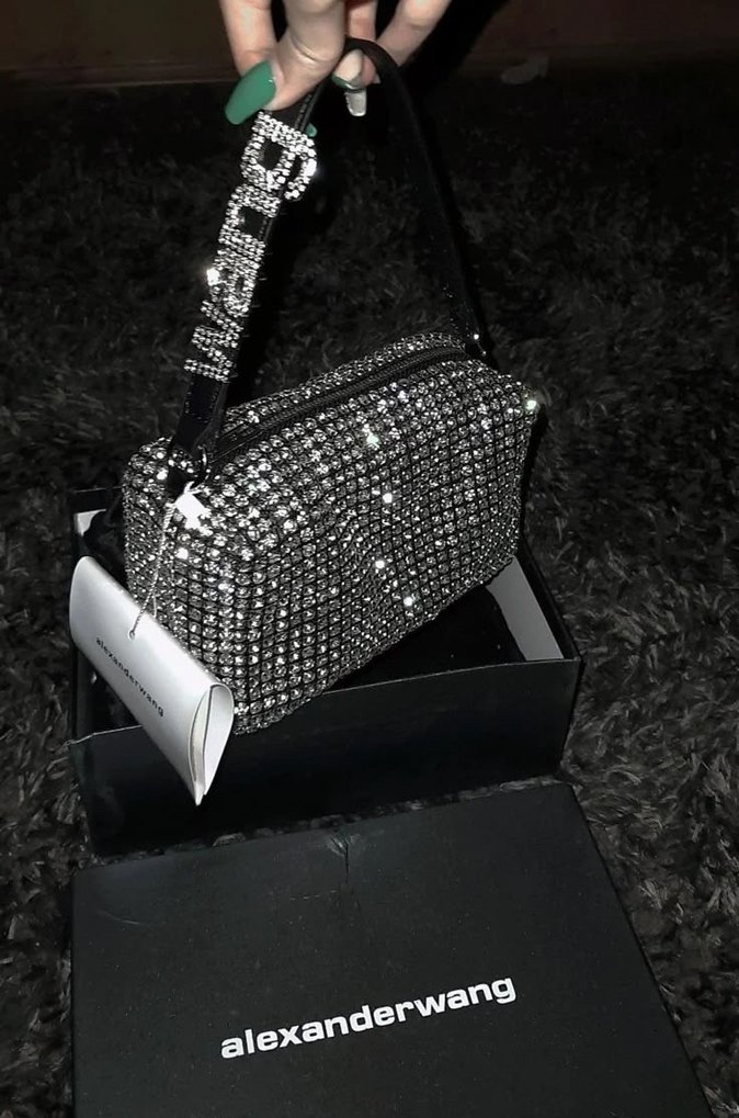 Alexander Wang taşlı kol çanta - Görsel 3