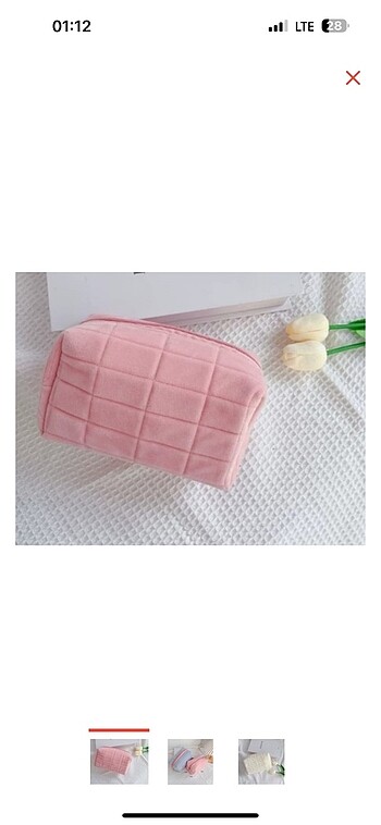 Pofuduk pembe makyaj çantası