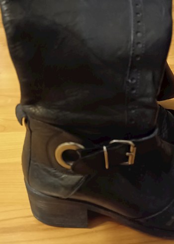 Kadın Siyah Deri Uzun Tokalı Çizme - Görsel 12