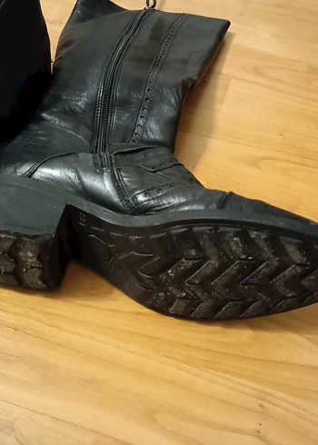 Kadın Siyah Deri Uzun Tokalı Çizme - Görsel 8