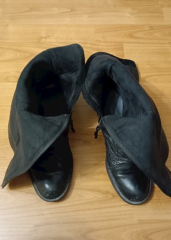 Kadın Siyah Deri Uzun Tokalı Çizme - Görsel 11