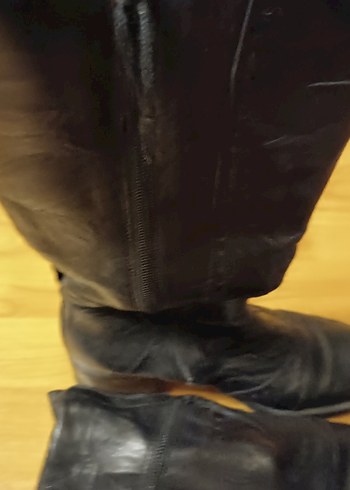 Kadın Siyah Deri Uzun Tokalı Çizme - Görsel 13