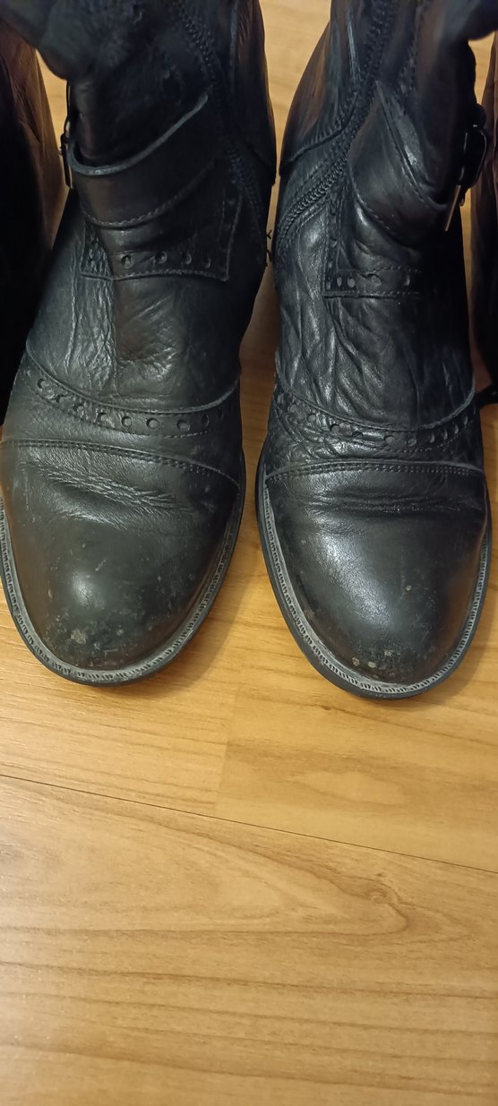 Kadın Siyah Deri Uzun Tokalı Çizme - Görsel 5