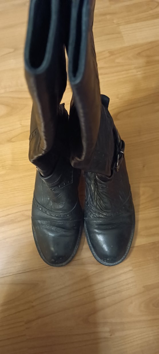 Kadın Siyah Deri Uzun Tokalı Çizme - Görsel 2