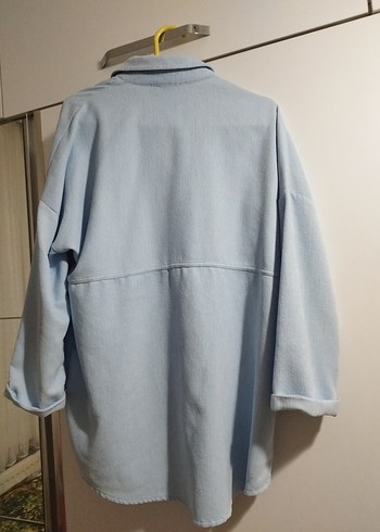 Mavi Düğmeli Kadın Keten Gömlek - Görsel 2