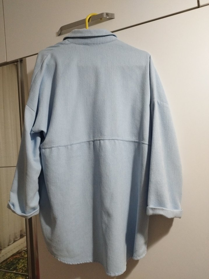 Mavi Düğmeli Kadın Keten Gömlek - Görsel 2