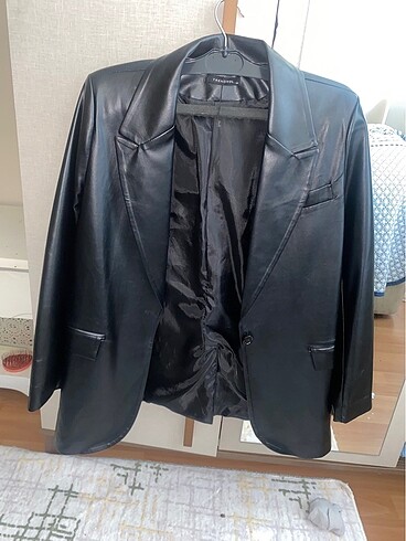 xs Beden siyah Renk Deri blazer