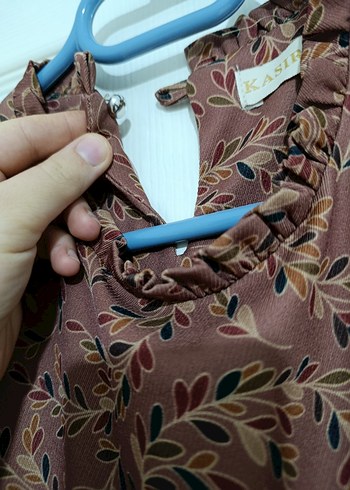 Bohem Uzun Kollu Piliseli Kahverengi Elbise - Görsel 7