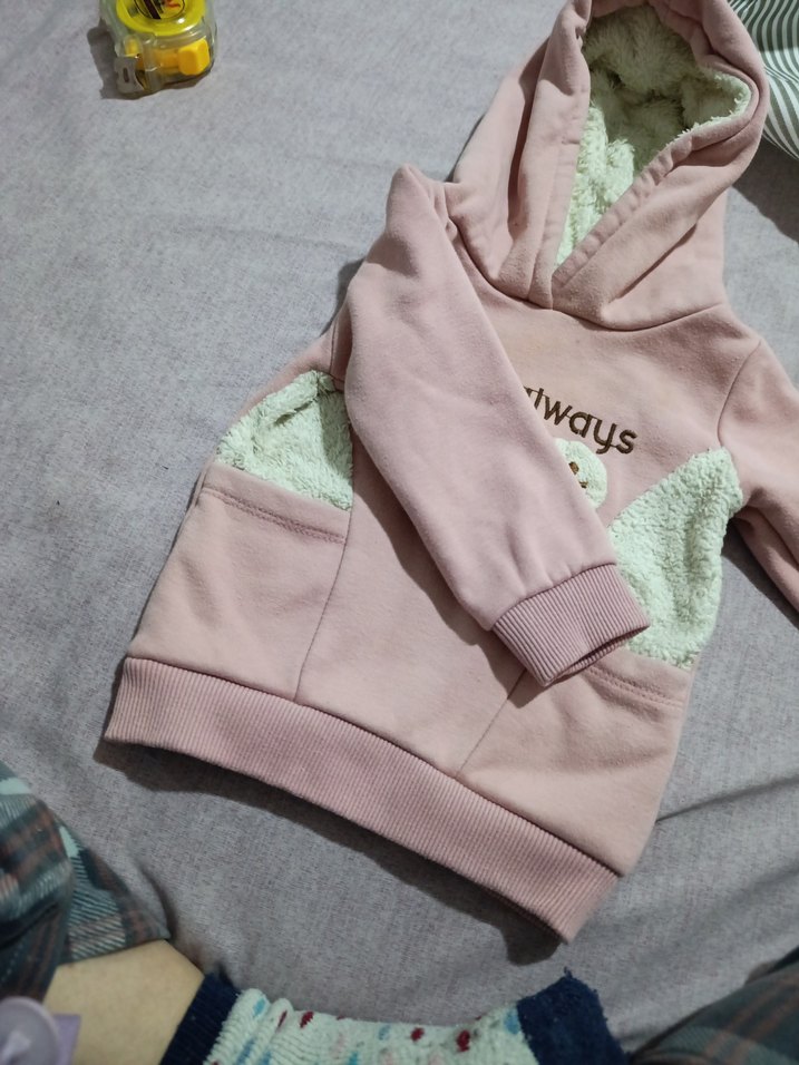 Kız Çocuk Pembe Kapüşonlu Sweatshirt - Görsel 2