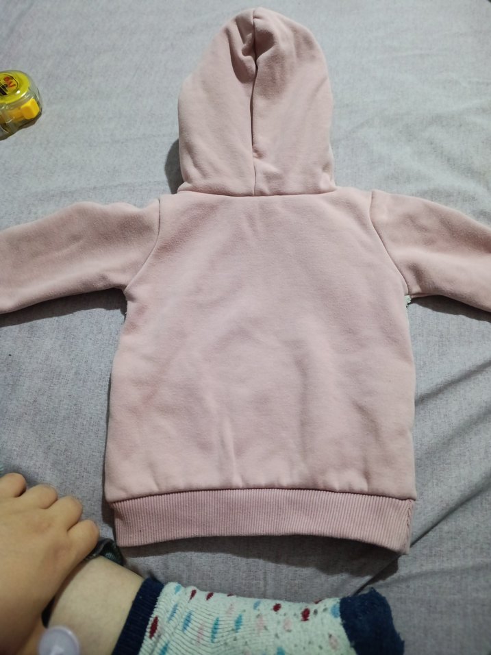 Kız Çocuk Pembe Kapüşonlu Sweatshirt - Görsel 5