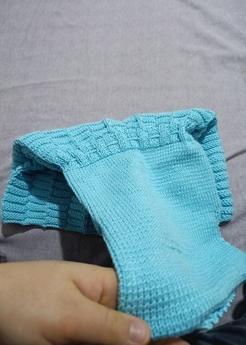 Turkuaz Örgü Kız Çocuk Elbisesi - Görsel 4