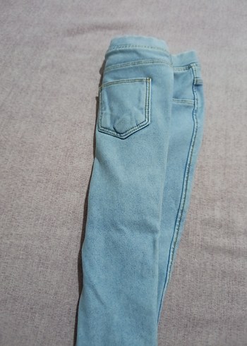 Kız Çocuk Mavi Elastik Denim Pantolon - Görsel 3