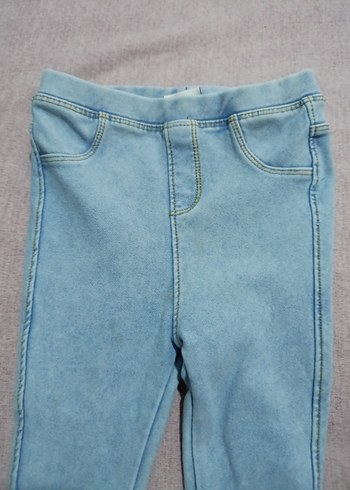 Kız Çocuk Mavi Elastik Denim Pantolon - Görsel 4