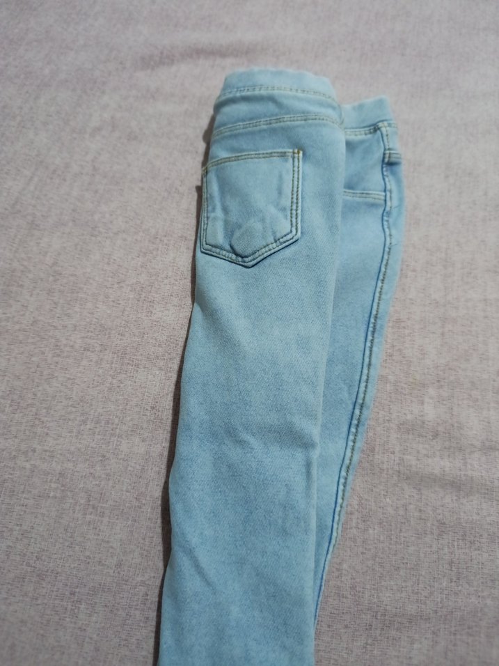 Kız Çocuk Mavi Elastik Denim Pantolon - Görsel 3