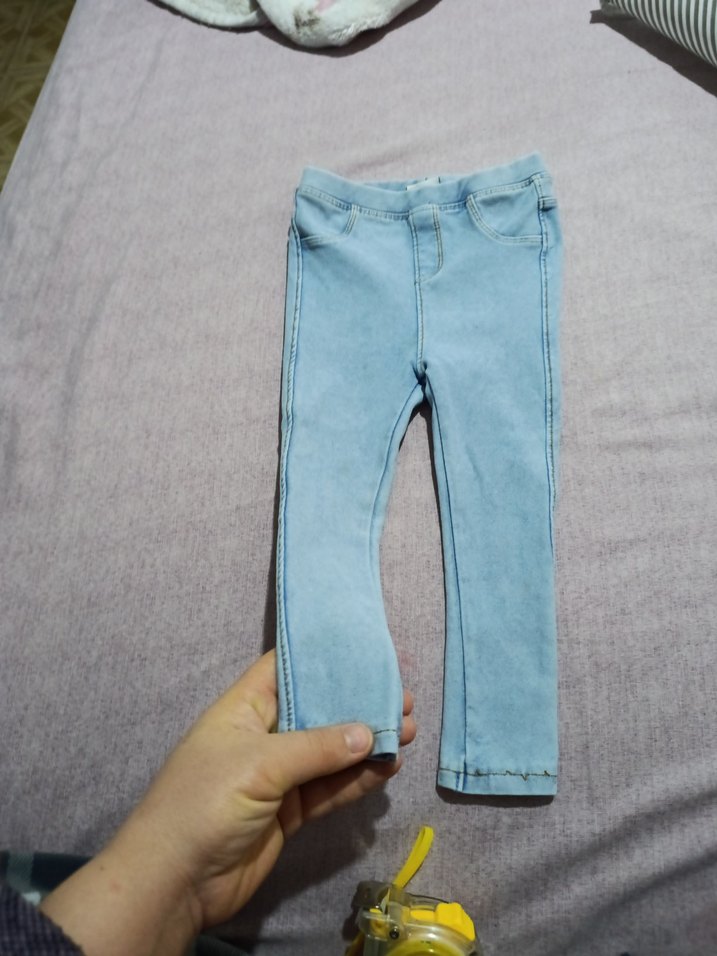Kız Çocuk Mavi Elastik Denim Pantolon - Görsel 2