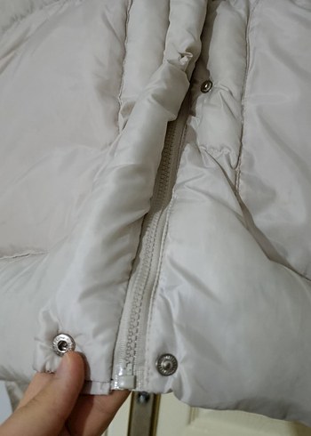 Düğmeli Beyaz Kadın Kışlık Mont - Görsel 8