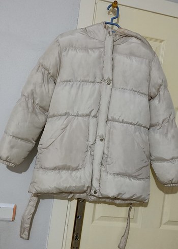 Düğmeli Beyaz Kadın Kışlık Mont - Görsel 2