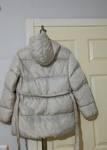 Düğmeli Beyaz Kadın Kışlık Mont - Görsel 5