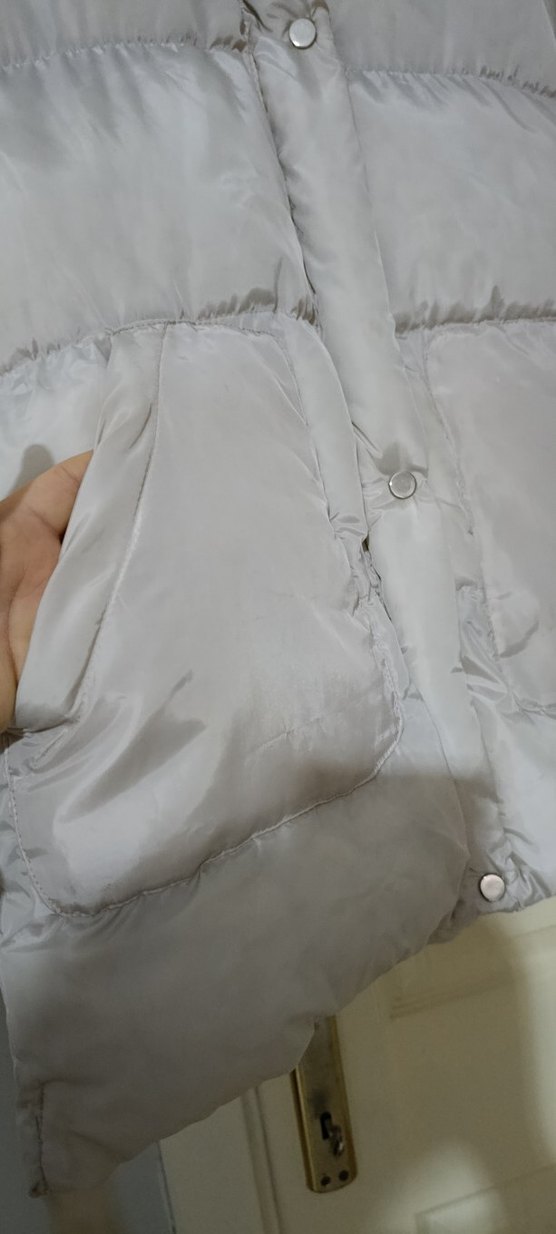 Düğmeli Beyaz Kadın Kışlık Mont - Görsel 4