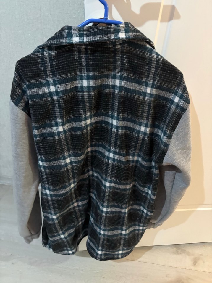 Gri Ekoseli Düğmeli Uzun Kollu erkek Gömlek - Görsel 2