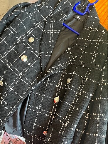 m Beden desenli siyah blazer ceket