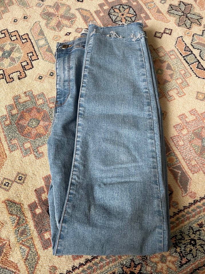 Gri Mavi Midi Bol Kesim Kadın Kot Pantolon - Görsel 2