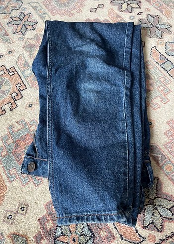 Gri Mavi Bol Kesim Midi Kot Pantolon - Görsel 2