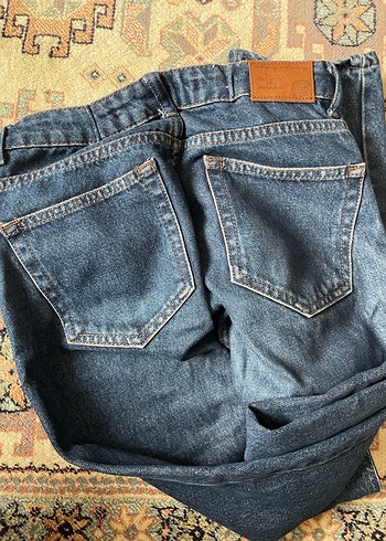 Gri Mavi Bol Kesim Midi Kot Pantolon - Görsel 3