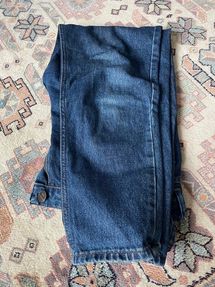 Gri Mavi Bol Kesim Midi Kot Pantolon - Görsel 2