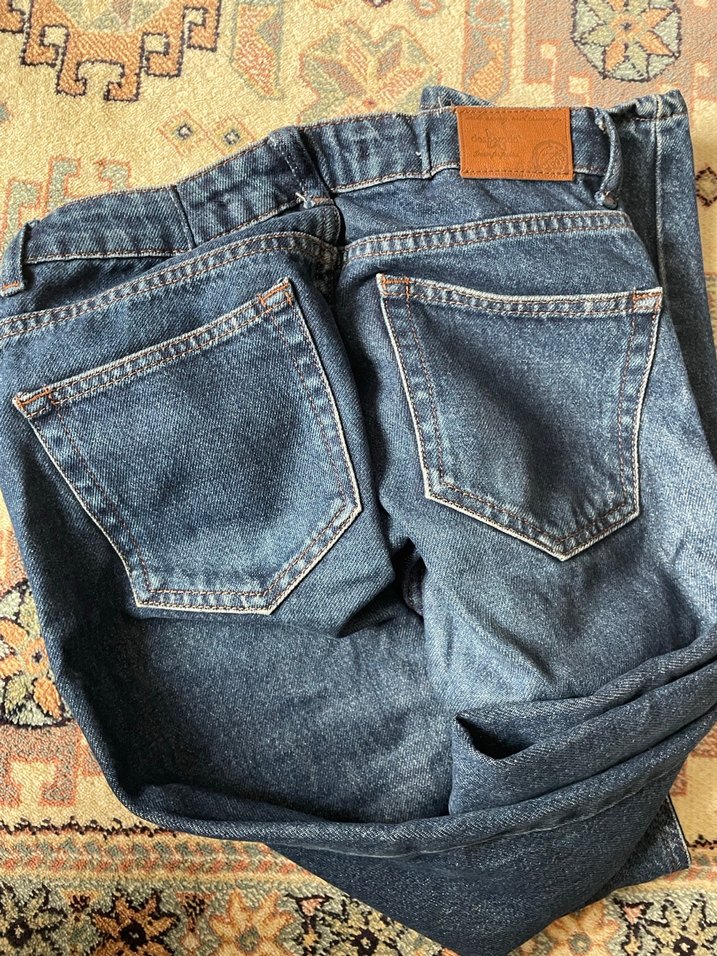 Gri Mavi Bol Kesim Midi Kot Pantolon - Görsel 3